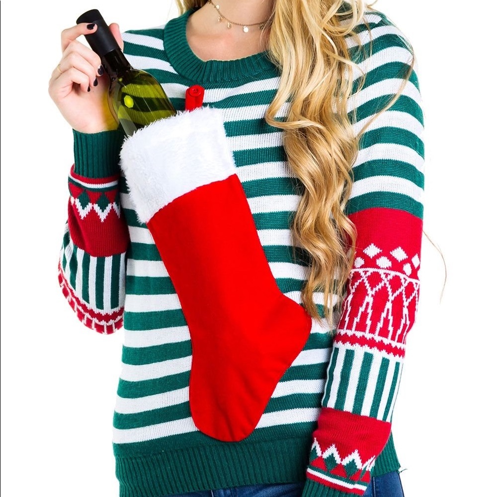 Tipsy Elves Wine Bottle Sweater size Small